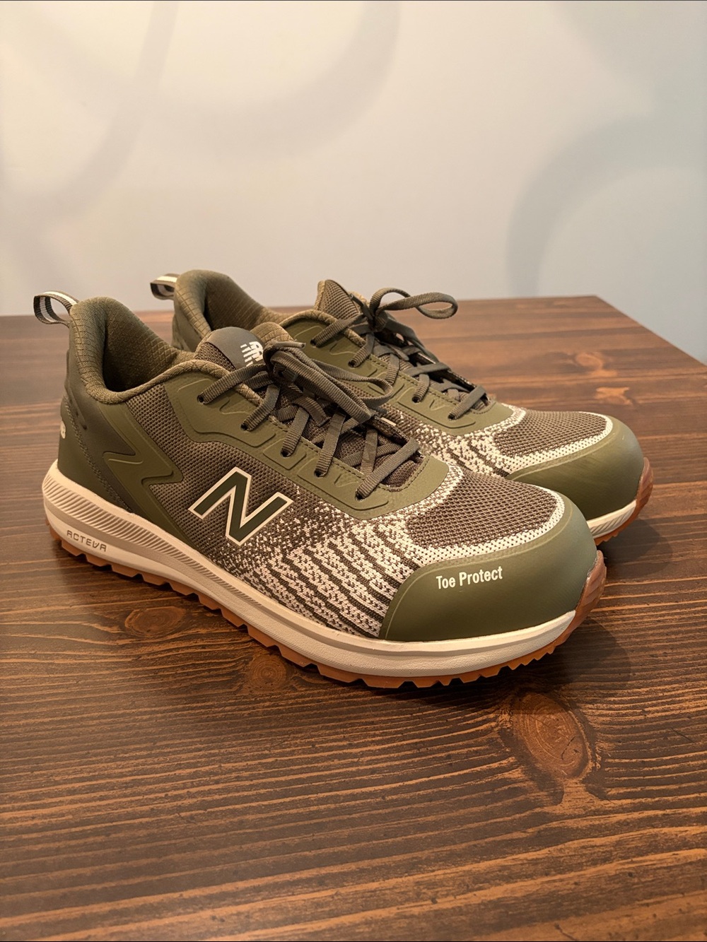 New Balance Men's Athletic Trail Shoes - Olive Green with Brown Sole